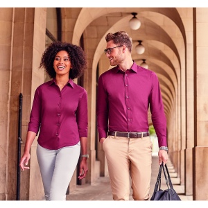 Ladies' 3/4 sleeve fitted stretch shirt