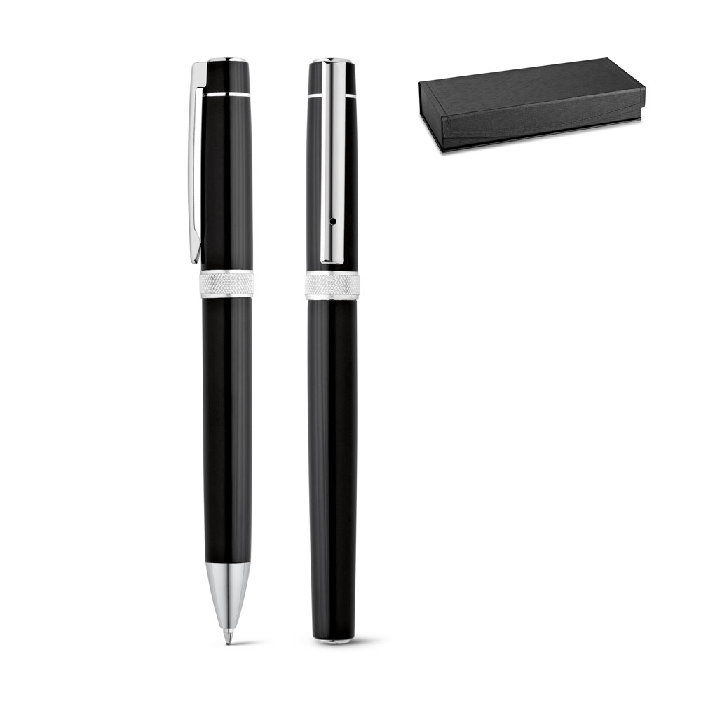 Set de roller et stylo en métal avec clip