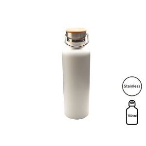 Bouteille isotherme blanche, bouchon bambou, 750 ml Baladéo